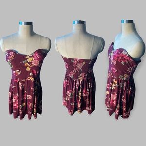 🟣 Chíc Maroon Flower 🌺 🌸 sweetheart minidress